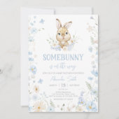 Blue Rabbit Somebunny Baby Dusche Einladung (Vorderseite)
