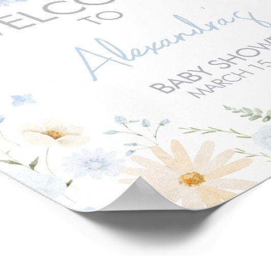 Blue Rabbit Somebunny Baby Dusche Willkommen Poster (Ecke)