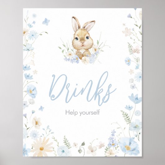 Blue Rabbit Somebunny Baby Shower Drinks Poster (Vorne)