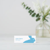 Blue Rabbit Süße Tier Minimalistisch Mini Visitenkarte (Stehend Vorderseite)