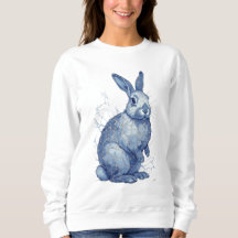 Blue Rabbit With Golden Kintsugi Cracks