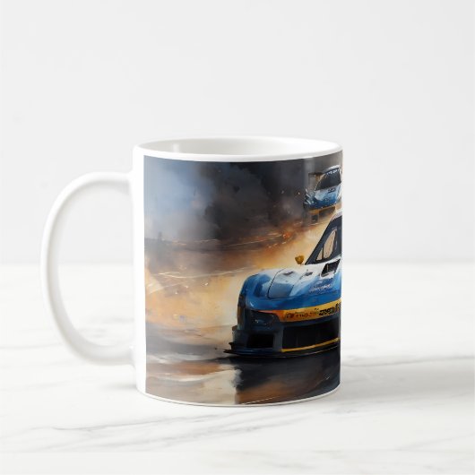 Blue Race Auto mit Sun Rising Kaffeetasse (Links)