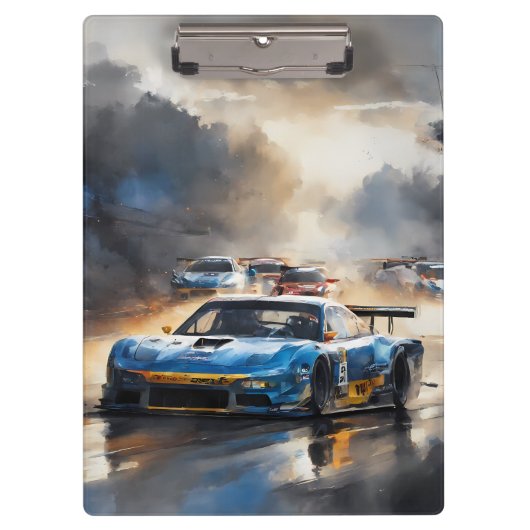 Blue Race Auto mit Sun Rising Klemmbrett (Vorderseite)