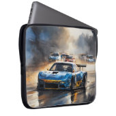 Blue Race Auto mit Sun Rising Laptopschutzhülle (Vorne Rechts)