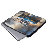 Blue Race Auto mit Sun Rising Laptopschutzhülle (Vorne Knopf)