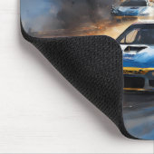 Blue Race Auto mit Sun Rising Mousepad (Ecke)