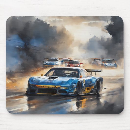 Blue Race Auto mit Sun Rising Mousepad (Vorne)