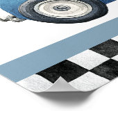 Blue Race Car 1st Birthday Welcome Sign Poster (Ecke)