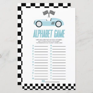 Blue Race Car Alphabet Baby Showspiel
