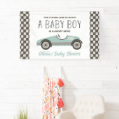 Blue Race Car Baby Dusche Banner (Insitu)