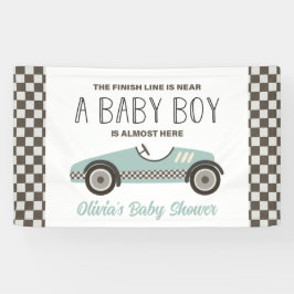Blue Race Car Baby Dusche Banner