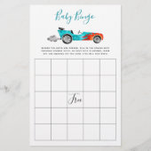 Blue Race Car Baby Dusche Bingo Spiel (Vorderseite)