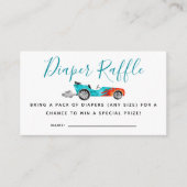 Blue Race Car Baby Duschkabine Windelrad Ticket Begleitkarte (Vorderseite)