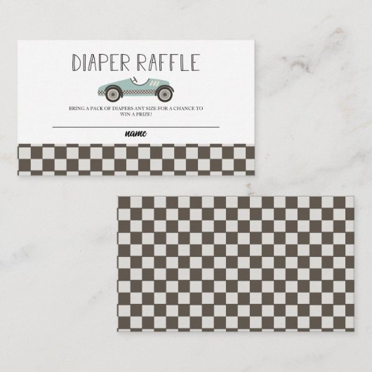 Blue Race Car Baby Duschkabine Windelwanne Begleitkarte (Vorne/Hinten)