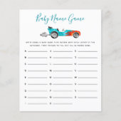 Blue Race Car Baby Name Dusche Spiel (Vorderseite)