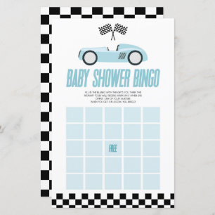 Blue Race Car Bingo Baby Showspiel