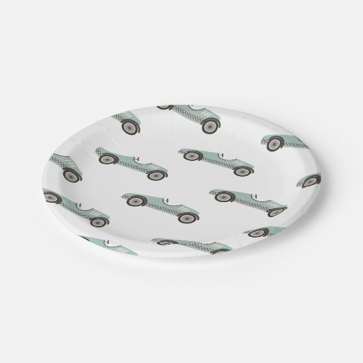 Blue Race Car Birthday Paper Teller (Schrägansicht)