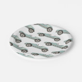 Blue Race Car Birthday Paper Teller (Schrägansicht)