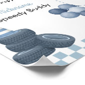 Blue Race Car Birthday Party Milestone Sign Poster (Ecke)