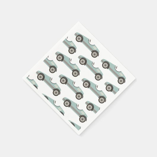 Blue Race Car Birthday Serviette (Ecke)