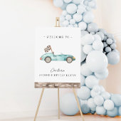 Blue Race Car Birthday Welcome Poster