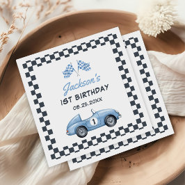 Blue Race Car Boy 1. Geburtstag Serviette
