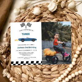 Blue Race Car Boy 3. Geburtstag Party Einladung