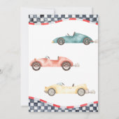 Blue Race Car Boy Baby Dusche Einladung (Rückseite)