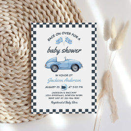 Blue Race Car Boy Baby Dusche Einladung