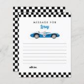 Blue Race Car Boy Birthday Time Kapsel Note Card (Vorne/Hinten)