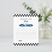 Blue Race Car Boy Birthday Time Kapsel Note Card (Stehend Vorderseite)