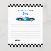 Blue Race Car Boy Birthday Time Kapsel Note Card (Vorderseite)