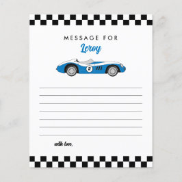 Blue Race Car Boy Birthday Time Kapsel Note Card