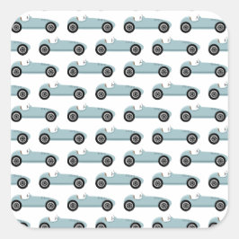 Blue Race Car Boy Racing Geburtstagsparty Quadratischer Aufkleber