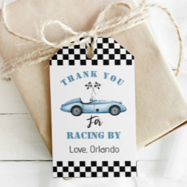 Blue Race Car Boy Rennen Geburtstag vielen Dank Geschenkanhänger