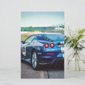 Blue Race Car Briefpapier (Stehend Vorderseite)