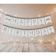 Blue Race Car Bunting Flags