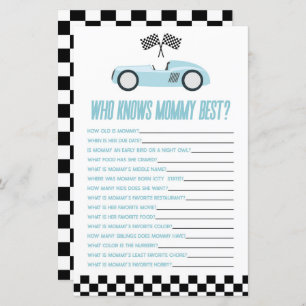 Blue Race Car, der Mommy Baby Shower Game kennt