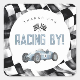 Blue Race Car Fast Ein 1. Geburtstag Party Quadratischer Aufkleber