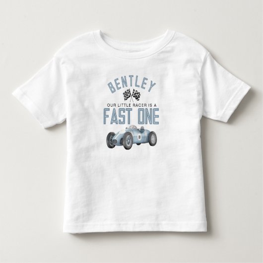 Blue Race Car Fast Ein Geburtstag Junge Shirt (Vorderseite)