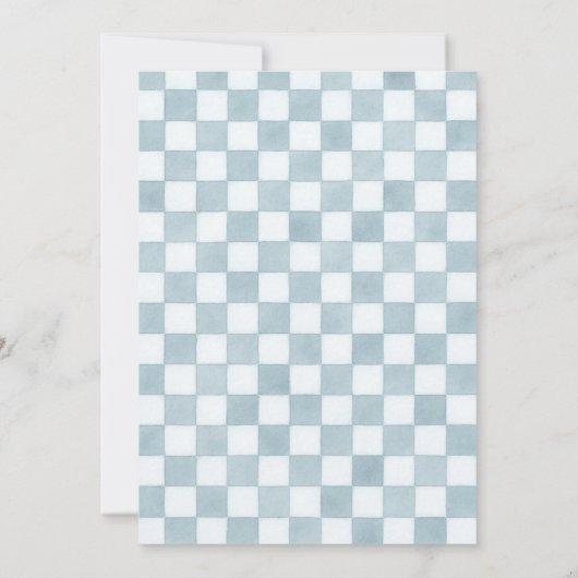 Blue Race Car First Birthday Einladung (Rückseite)