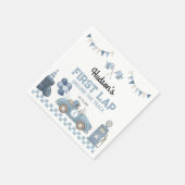 Blue Race Car First Lap Around the Track Birthday Serviette (Ecke)