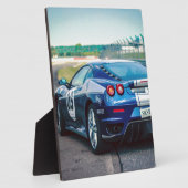 Blue Race Car Fotoplatte (Seite)