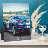 Blue Race Car Fotoplatte (Seite)