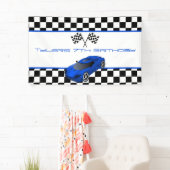 Blue Race Car Geburtstagsparty Banner (Insitu)