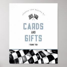 Blue Race Car Geburtstagsparty Cards und Geschenke Poster