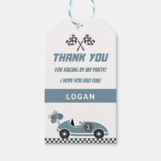 Blue Race Car Geburtstagsparty Danke für Ihr Gesch Geschenkanhänger