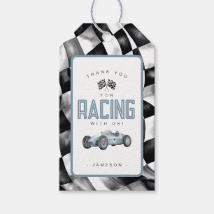 Blue Race Car Geburtstagsparty Gefallen Tag Geschenkanhänger