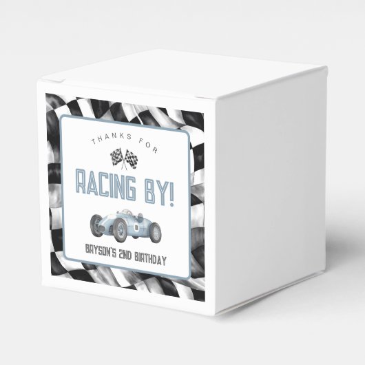 Blue Race Car Geburtstagsparty Geschenkschachtel (Vorderseite)
