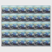Blue Race Car Geschenkpapier (Flach)